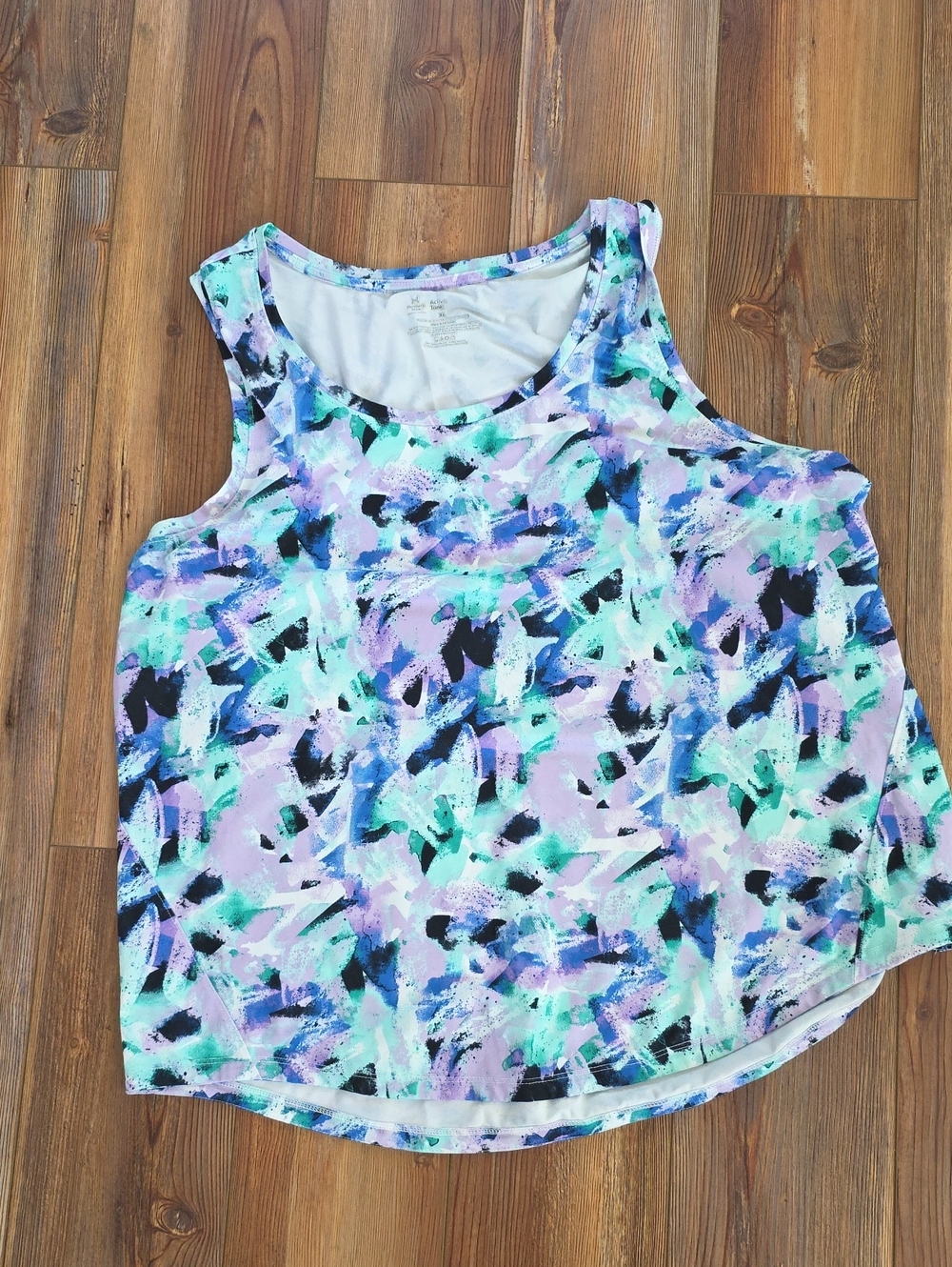 Abstract Brushstroke Scoop Neck Tank Top in Lavender & Teal